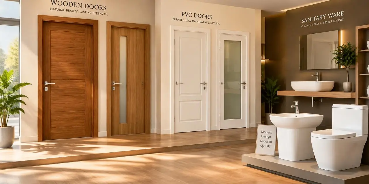 Wooden doors, PVC doors and sanitary ware showroom